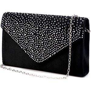 Women's Black Envelope Clutch & Crossbody Bag for Wedding Party Ladies!!